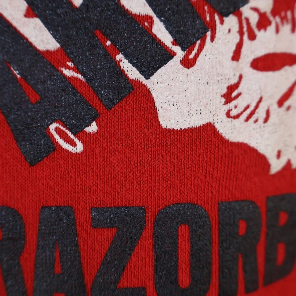 Vintage 80s Arkansas Razorbacks Sweatshirt Large Red Cotton Blend Raglan NCAA - Picture 7 of 14